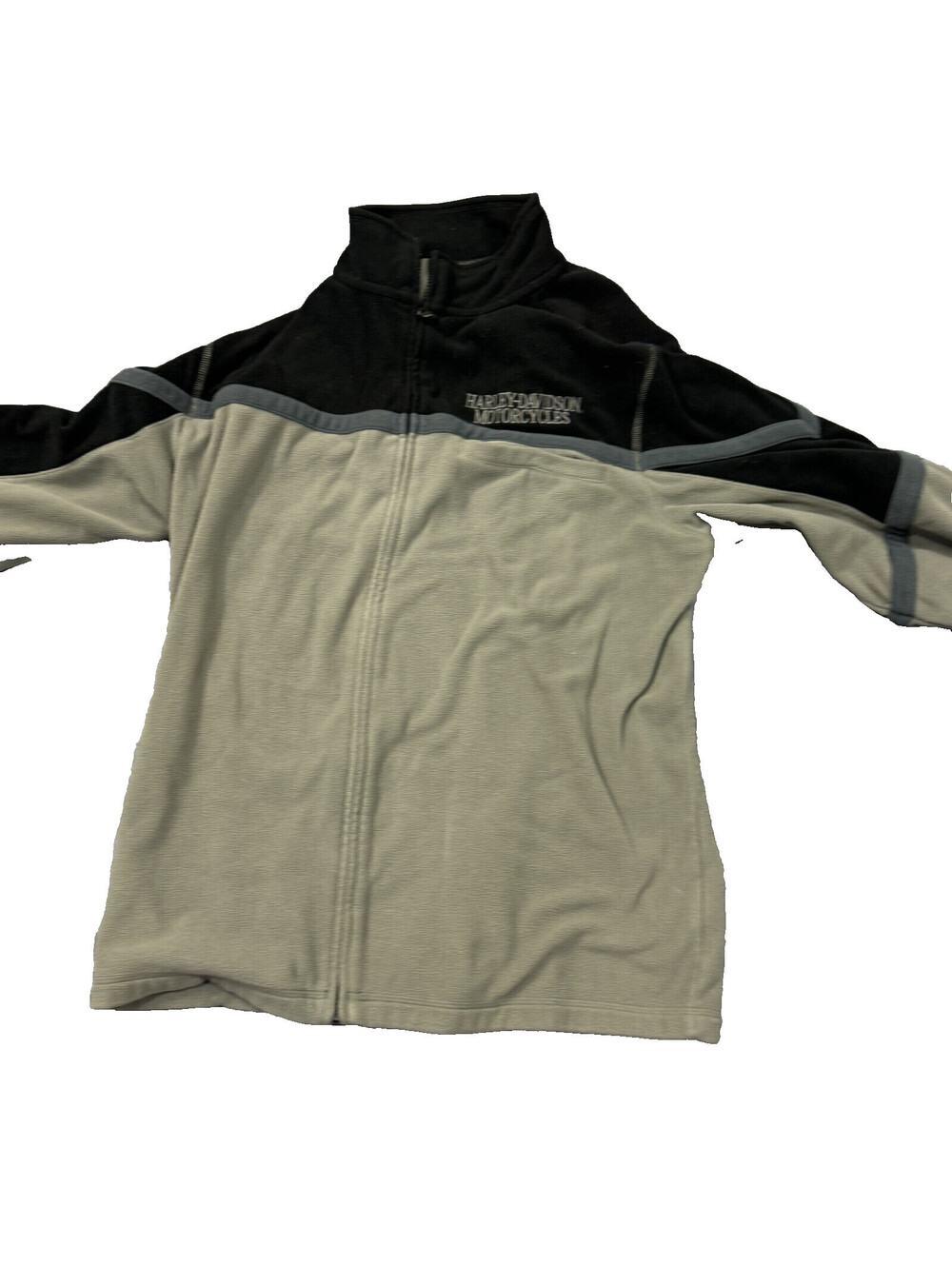Harley-Davidson American Mens Gray Black Fleece Zip JACKET Sz Large L LOGO